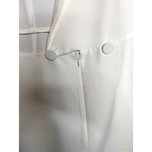 Express Women's Tailored Ivory Double-Breasted Tuxedo Blazer NYE Jumpsuit - Picture 8 of 12